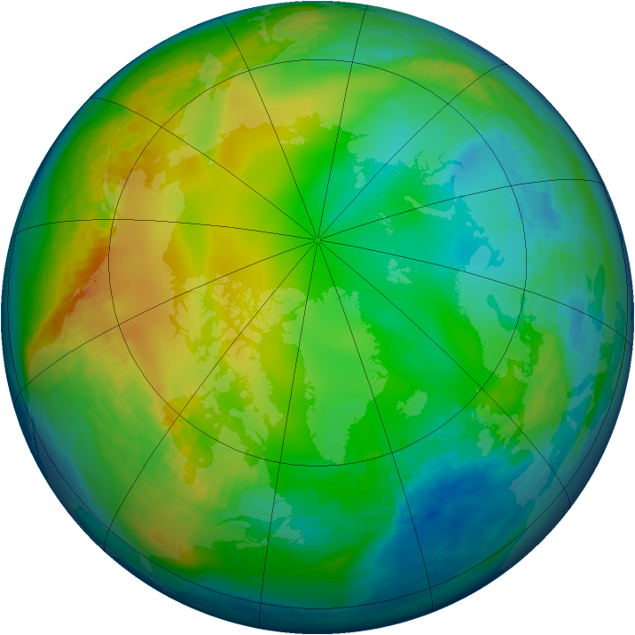 Arctic ozone map for 11 December 1993